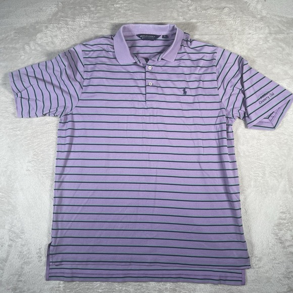Polo Golf Ralph Lauren Shirt Men's Large Purple Striped Pima Soft Touch Polo‎ - Picture 2 of 7